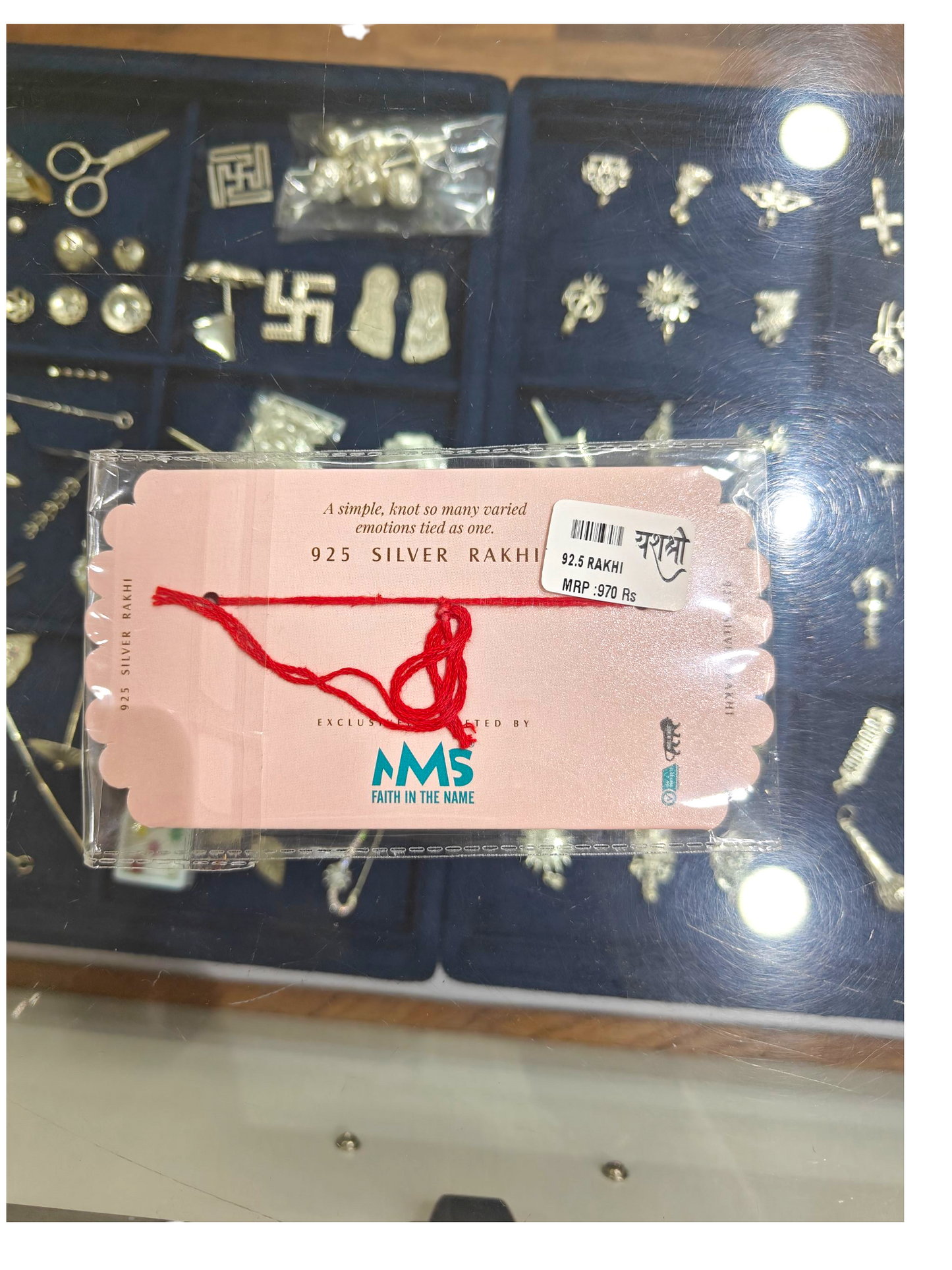 925 Silver Rakhi with Bhai & Nazar Symbol