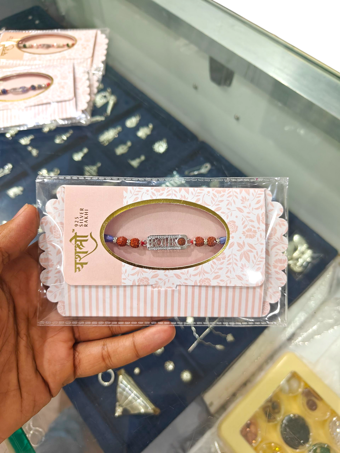 925 Silver Rakhi with Brother Initials