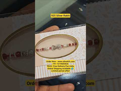 925 Silver Rakhi with Bhai Initials