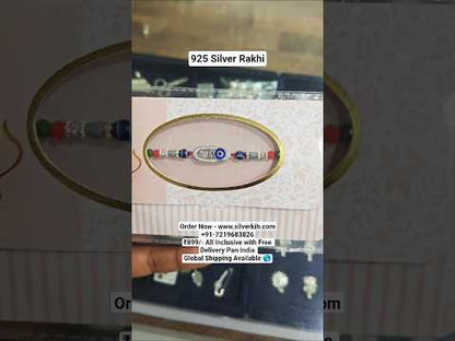 925 Silver Rakhi with Bhai & Nazar Symbol