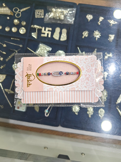 925 Silver Rakhi with Bhai & Nazar Symbol