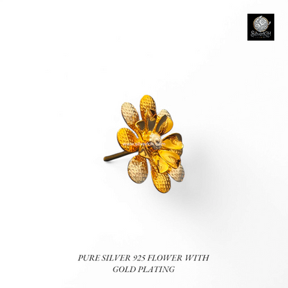 925 SILVER FLOWER WITH GOLD PLATING (SMALL SIZE)