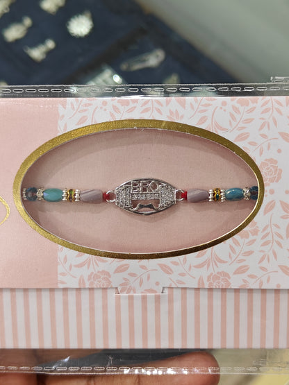 925 Silver Rakhi with Bro Initials