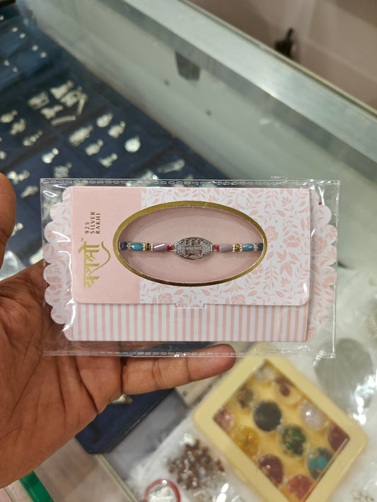925 Silver Rakhi with Bro Initials