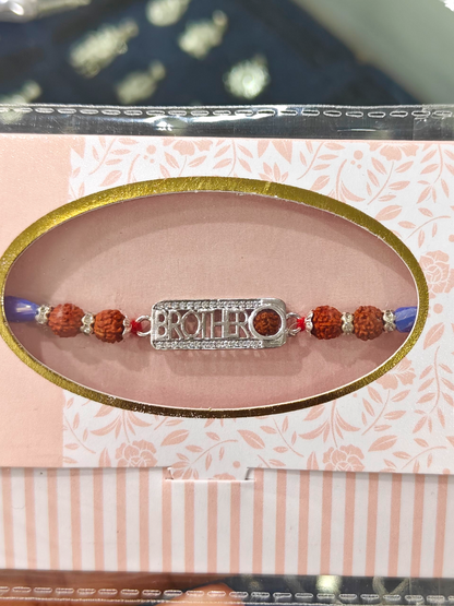 925 Silver Rakhi with Brother Initials