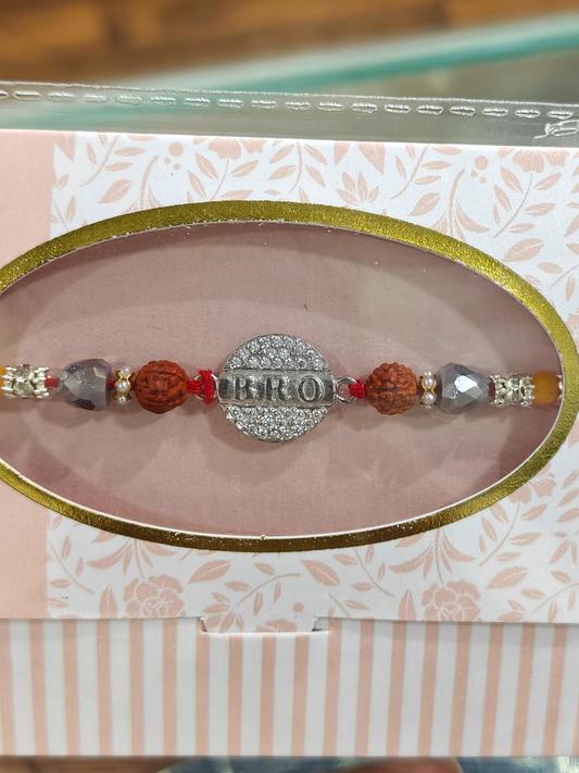 925 Silver Rakhi with Bro Initials